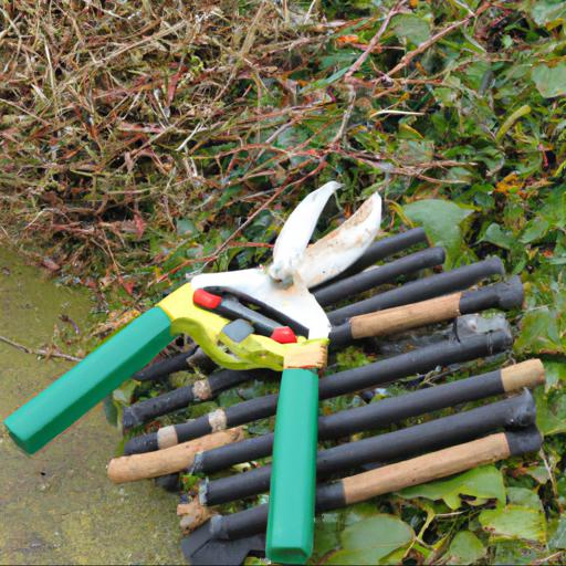 Tools and materials needed for pruning deciduous hedges